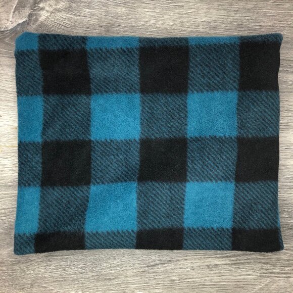 Teal Deep Blue Black checker Buffalo gaiter neckwarmer fleece Scarf Tube cowl - Picture 1 of 10